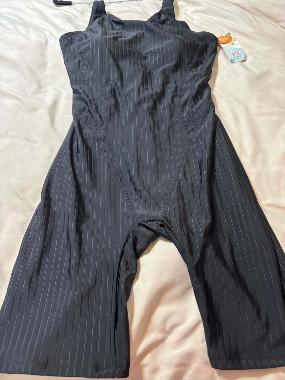 Black Light  Pinstripe Swimwear Romper UFP50+
Size M